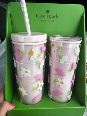 kate spade Pink Floral Tumbler Set